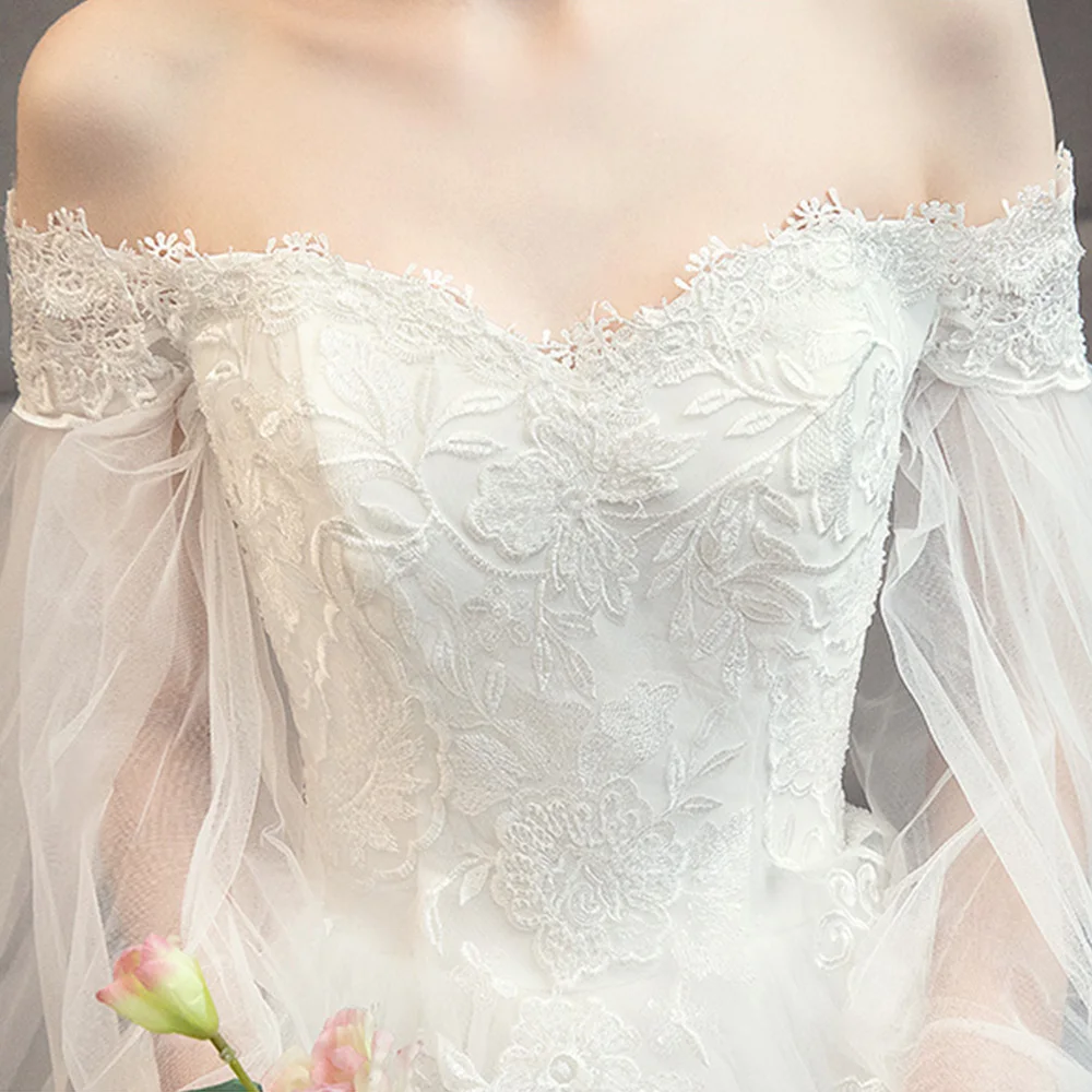 Халат Mariage Femme на заказ с коротким рукавом и аппликацией из тюля, а-силуэт, свадебные платья, большие размеры, Китай онлайн магазин