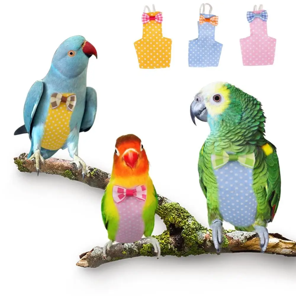 

Bird Diaper with Bowtie Cute Cockatiel Pigeons Small Medium Large Pet Birds Flight Suit Nappy Clothes Parrot Birds Feces Pocket