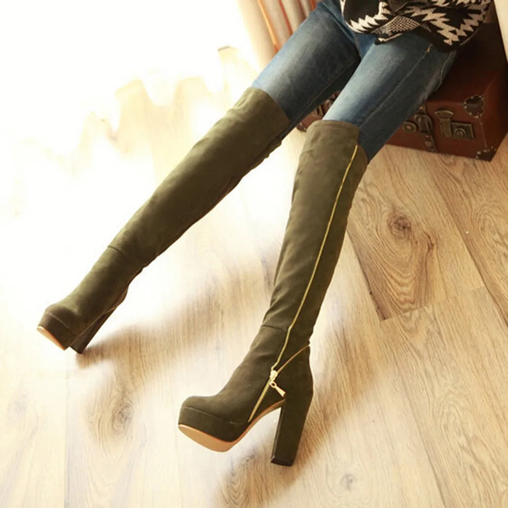 Side Zipper Winter Boots Women Fashion Round-Head Thick High-Grade Wear-Resistant Anti-Slip Over-Knee Boots zapatos de mujer