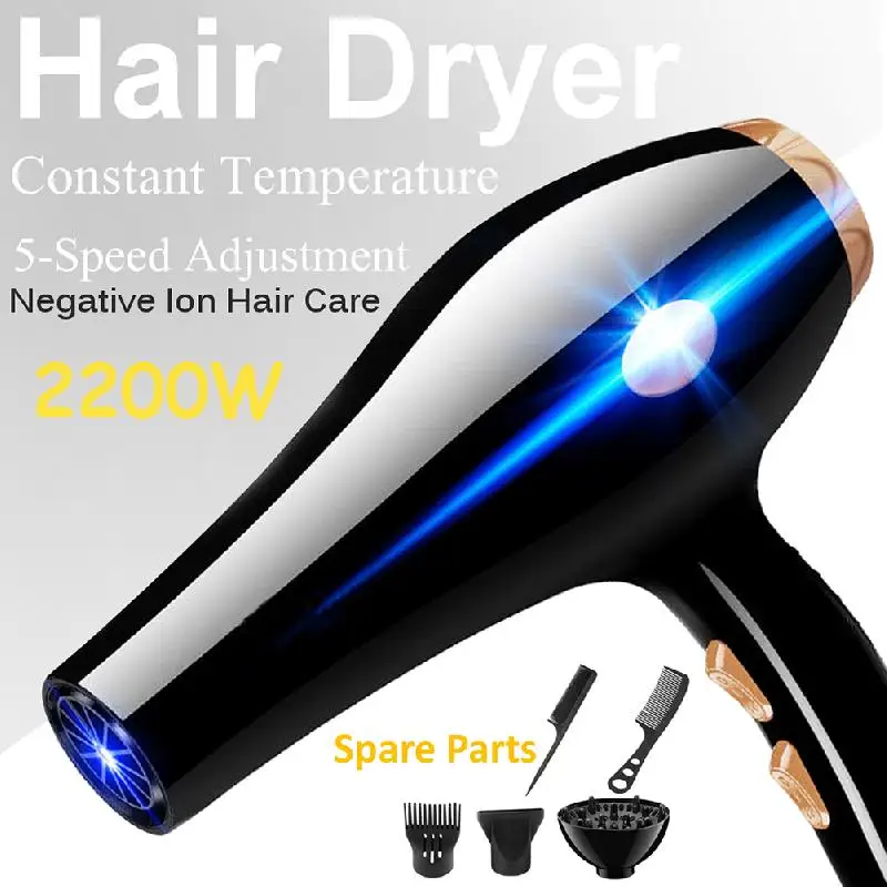 

Professional 2200W Hair Dryer Strong Power Barber Salon Styling Tools Hot/Cold Air Blow Dryer with 2 Speed Adjustment