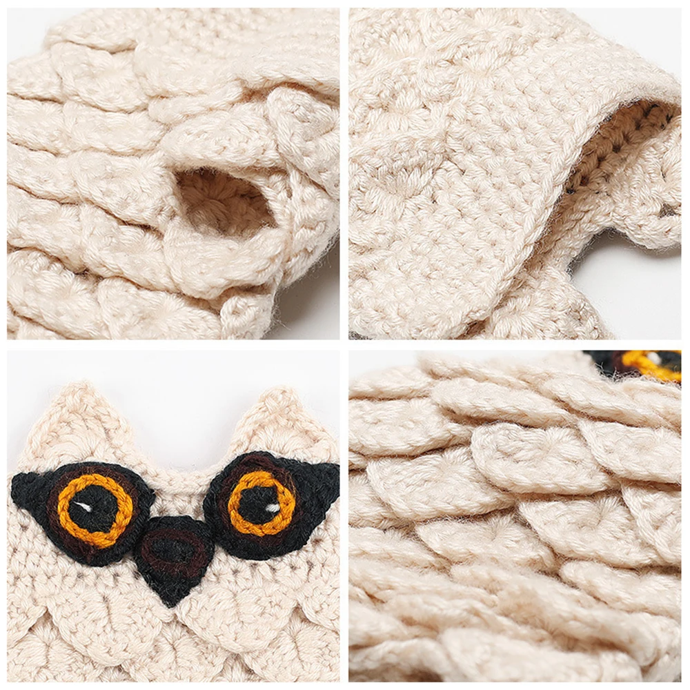 Gloves Female Winter Warm Knit Half Finger Wool Thickening Jacquard Korean Version Of The Finger Owl Cartoon Writing