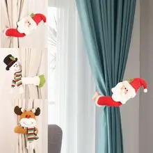 Рождество Санта Клаус Снеговик занавеска С лосями пряжки окна украшения Творческий Галстук Рождество креативная шторка пряжка