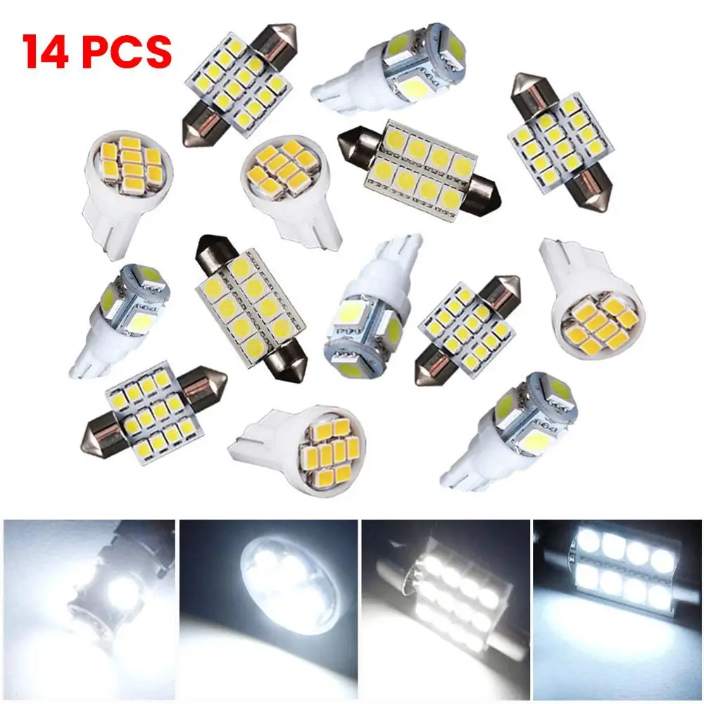 

14pcs CAN-bus Error Free White Led Interior Light Kit Package for T10 194 31mm Map Dome License Plate Light Car-Styling