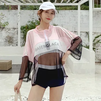 

women Spring Bathing Suit Split Three-piece Long-sleeved Blouse Covering Sexy Ladies Beach Swimwear