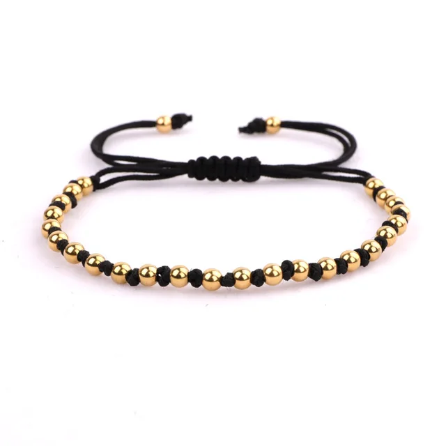 Fashion Beads Women Men Jewelry New Design Small 4mm Gold Stainless Steel Beads DIY Letters Inspired Bracelet Women Men Gold knot