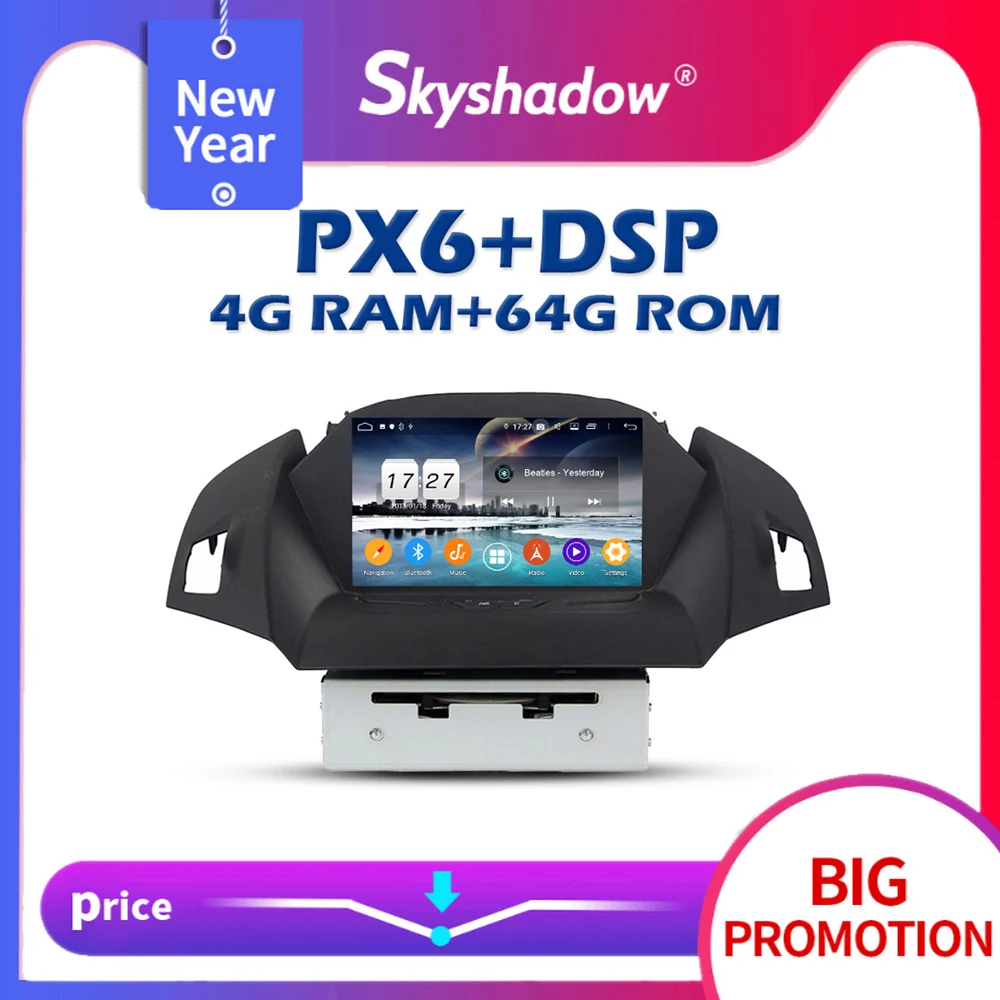Автомобильный DVD-плеер 720P PX6 DSP IPS Android 11 4 Гб + 64 GPS AHD RDS радио WIFI Bluetooth 2 для Ford KUGA 2013 2014