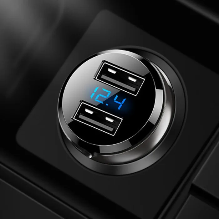 Zinc Alloy Car Charger Dual USB Speed Flash Charging Universal Charger DQ-Drop