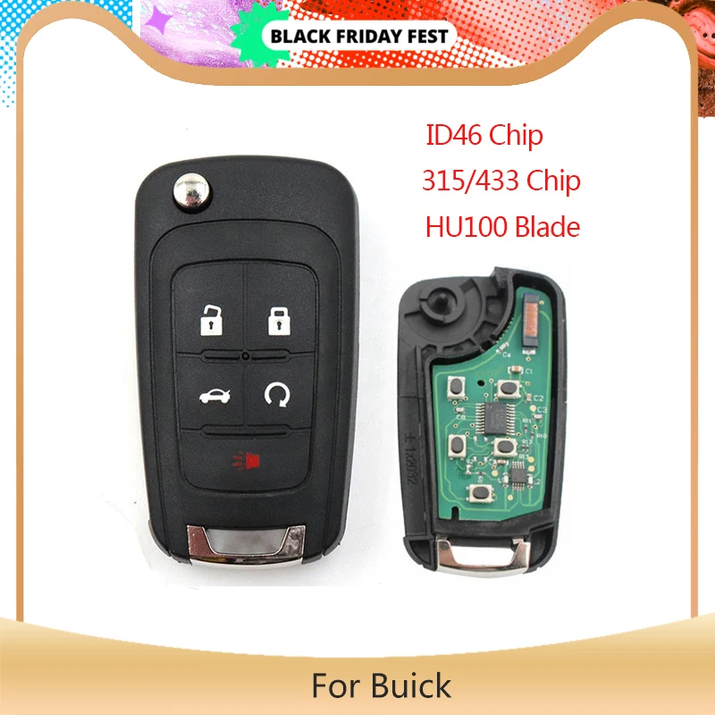 YLKGTTER 5-кнопочный складной дистанционный ключ для Buick Lacrosse Encore Regal Verano 2011- 2016 с чипом