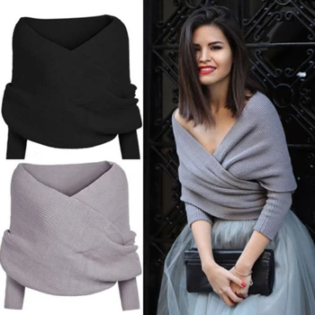 

Factory Direct Sales Women Convertible Multi Way Wrap Sweater Jumper Knitwear Outwear Tops