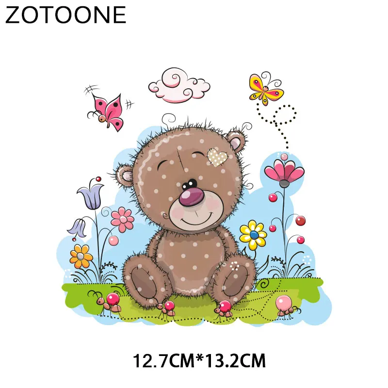 ZOTOONE милые животные обезьяна медведь Железные на патч передачи для одежды футболки приложения DIY теплопередачи аппликации стикер E - Цвет: 1549