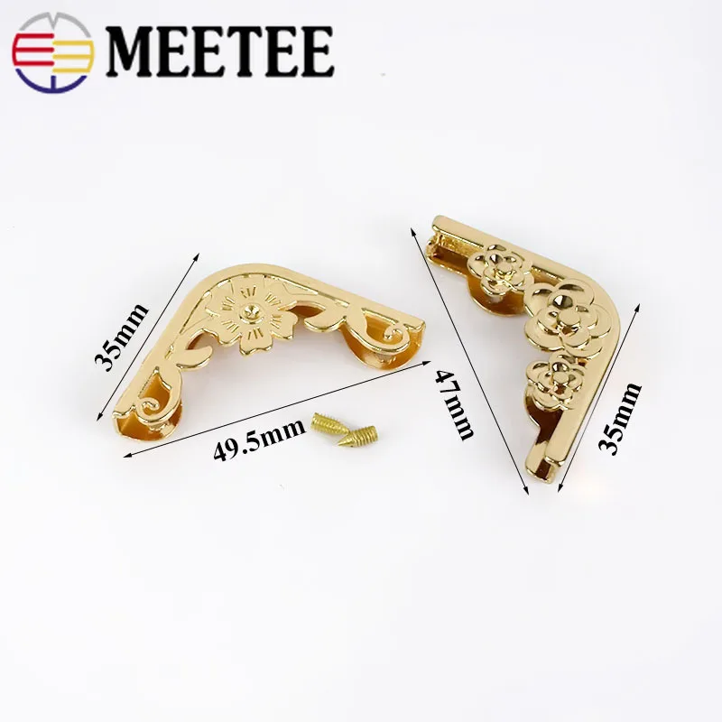 Meetee 4/10 шт. 35X46 мм Сумка угловойой протектор металлическими пряжками для книги фото уголок для обеденной карты клип крюк DIY фурнитура для чемоданов аксессуар