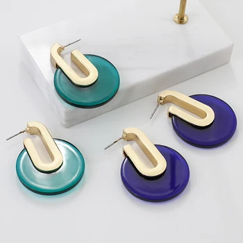 

AENSOA 2020 New Fashion Acrylic Round Drop Earrings For Women Trendy Acetate Geometric Dangle Earrings Party Jewelry Pendientes