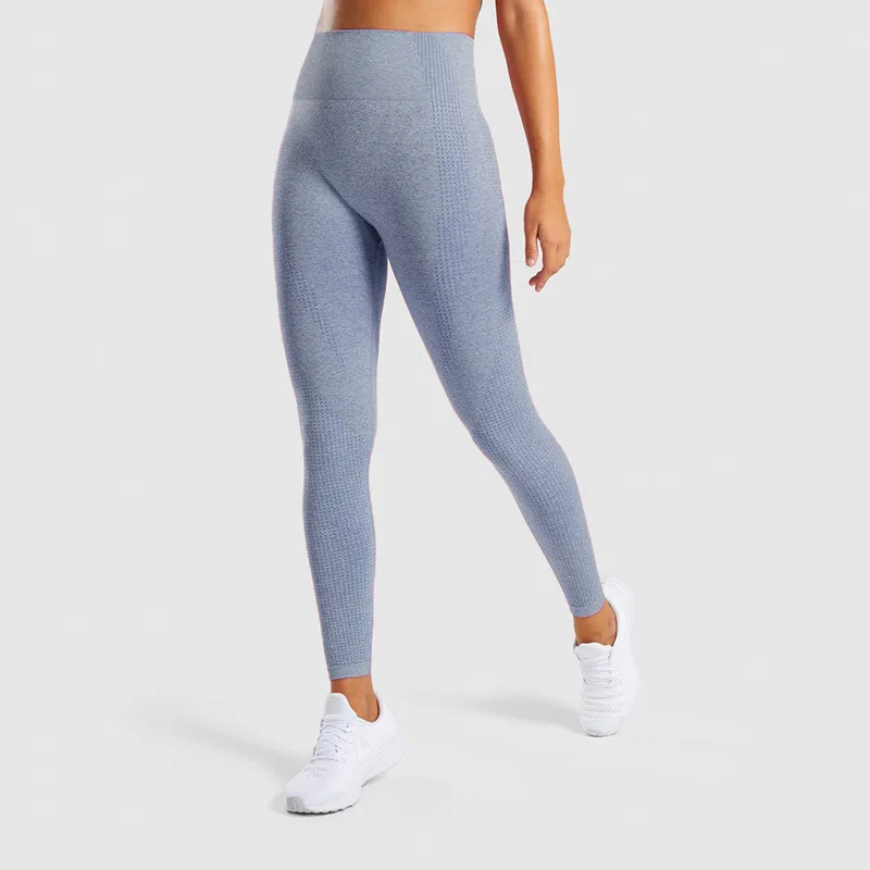 Women Purple Energy Seamless Leggings Tummy Control Legging High Waist Sport Fitness Leggings Casual Solid Knitted
