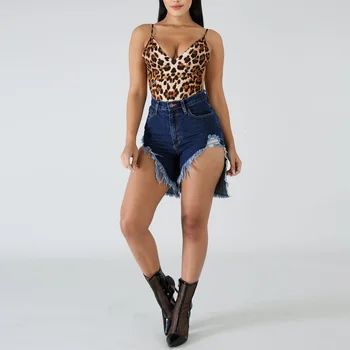

Irregular Hem High Waist Short Jeans Pocket