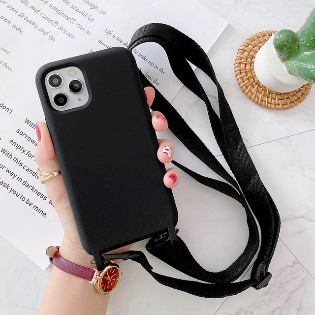 Color Crossbody Cord Strap Phone Case for iPhone 12 11 Pro Max XR XS Max X 7 8 Plus Lanyard Necklace Rope Skin Feel Cases