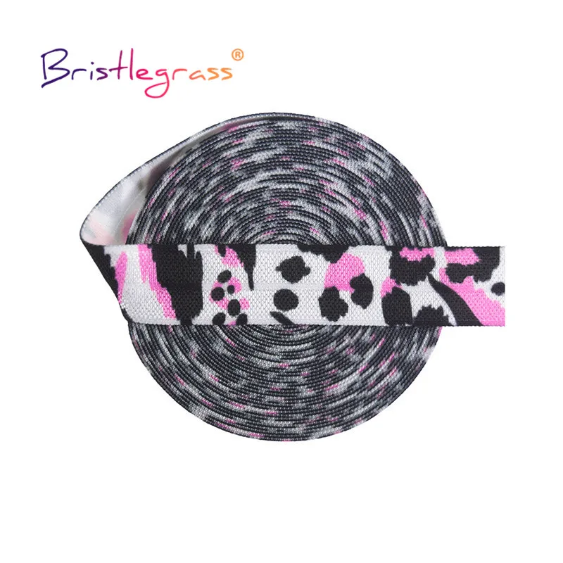 BRISTLEGRASS 2 5 10 Yard 5/8" 15mm Lace Crown Leopard Animal Print Fold Over Elastics FOE Spandex Band Tape Hair Tie Sewing Trim