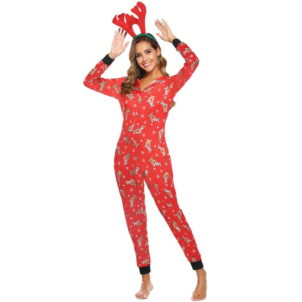 Zexxxy новогодняя пижама новогодняя снежинка шаблон 2 шт Xmas взрослые мужчины и женщины теплая пижама с капюшоном новогодняя пижама PJS набор - Цвет: ZEW02101red