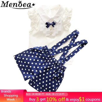

Menoea Clothes Sets 2020 summer style girls clothing sets chiffon plaid sleeveless t-shirt+pant kids suits set girls princess