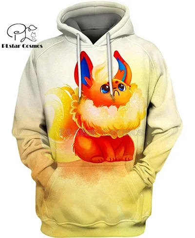 PLstar Космос Покемон из японского аниме Flareon Милые 3d толстовки/Толстовка зима осень Забавный Harajuku уличная одежда - Цвет: hoodies