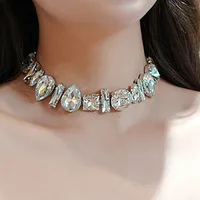 Colliers ras du cou géométriques en cristal FYUAN pour femmes, colliers chaîne de clavicule en forme de goutte d'eau, bijoux tendance 1