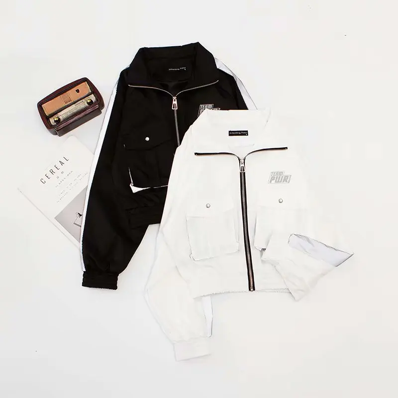 

Summer New Style Europe And America WOMEN'S Dress-Style Pocket Reflective Workwear Style Casual Jacket W