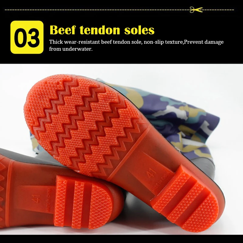 Outdoor Winter fishing Waterproof pants 75 silk Thick material fishing boots suit Wading rubber boots waders shoes pants