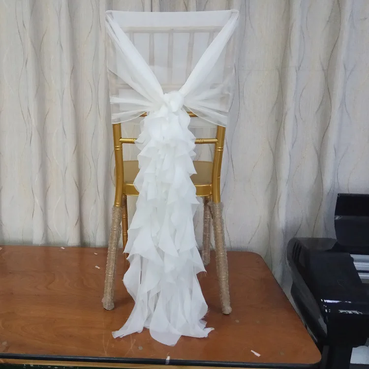 white chiffon chair hood