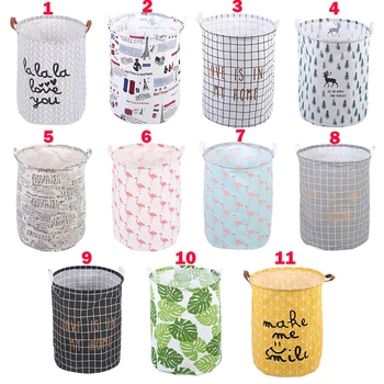 

Waterproof Folding Cloth Art Laundry Basket Dirty Clothes Toys Storage Bucket Washing Hamper With Handle For Bathroom Household