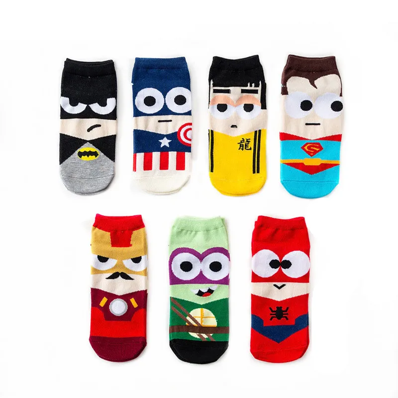 Мужские носки Superheros лодочки для Супермена Бэтмена капитана арроумана