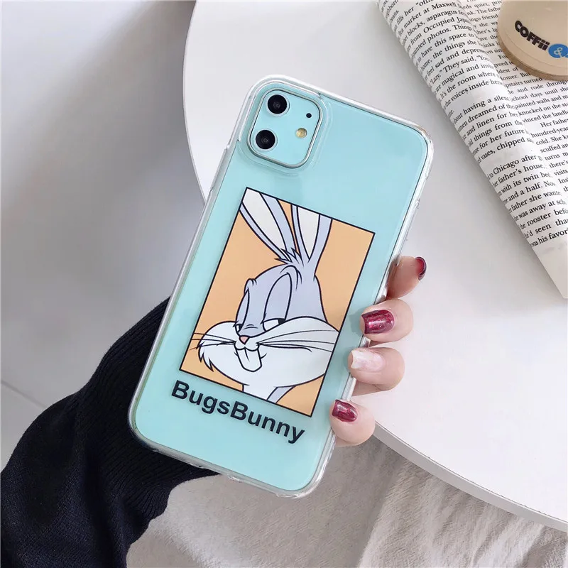 Мультяшный Прозрачный чехол для iPhone 11 11Pro Max для iPhone X XR XS Max 7 8 Plus Bugs Bunny чехол для телефона милый мягкий чехол - Color: Yellow