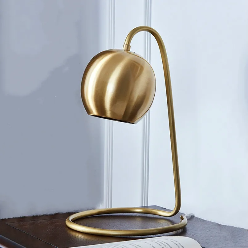 

Copper Plated Table Lights Living Room Nordic Retro Art Decor Led Desk Lamp Simple Study Reading Lamps Cafe Bedside Table Lamp