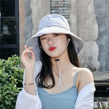 Новая мода хлопок Повседневная ведро женщин ведро шляпы Лето Открытый Солнцезащитный солнцезащитный козырек дышащая Спортивная Кепка женщин дамы