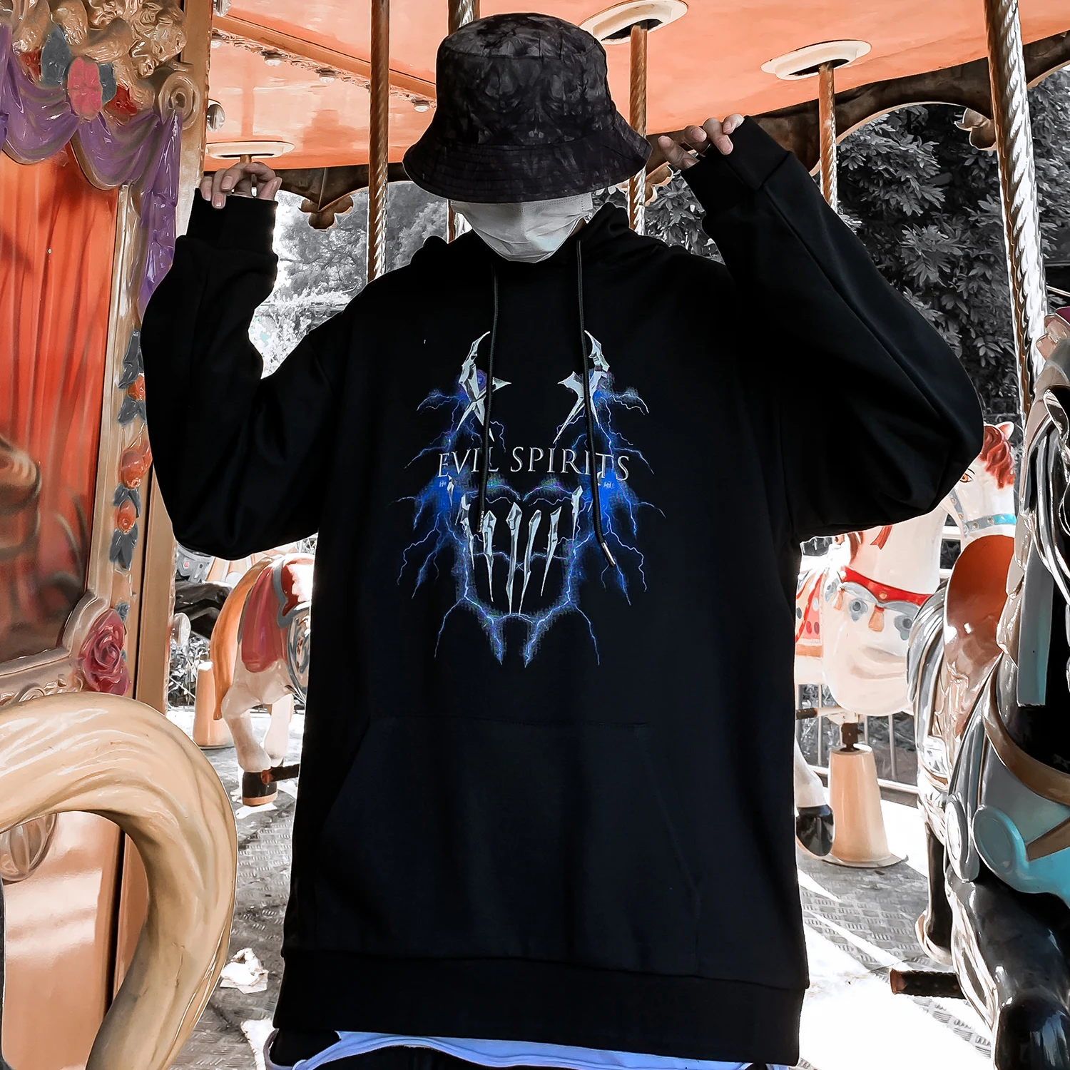 Aelfric Eden Fvil Spirits, мужские толстовки с капюшоном, Harajuku, уличная одежда, Повседневный хлопковый пуловер, модные мужские толстовки в стиле хип-хоп