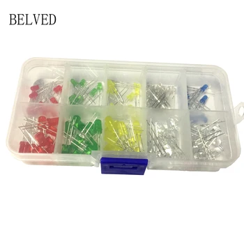 

5x100pcs=500Pcs 5MM LED Diode Kit Mixed Color Red Green Yellow Blue White + BOX