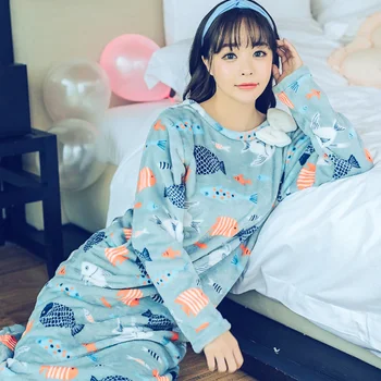 

Warm Intimate Lingerie Female Coral Fleece Bathrobe Sleepwear Homewear Thick Nightwear Home Clothing Winter Flannel Nightdress
