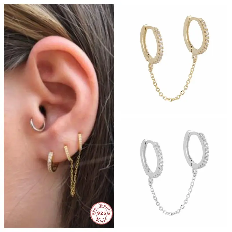 Chain Earrings Handcuff Punk Gothic Real-925-Silver Women/girl European 1pcs for A30