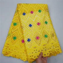 Дубай Африканская Хлопковая ткань кружевная ткань Высококачественная швейцарская вуаль кружева в швейцарской нигерийской кружевной ткани 5 ярдов