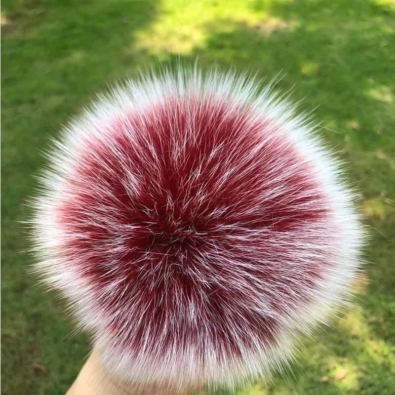 13 15 cm DIY Natural Color Real Raccoon Fur Pompoms For Bags Knitted Beanie Cap Hats Genuine fox fur Pom pom grey skully hat