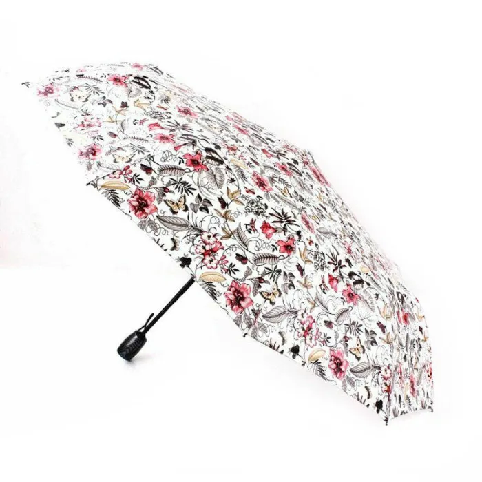 Retro Flowers Print Umbrella Folding Windproof Sun Protection for Outdoor Travel DTT88
