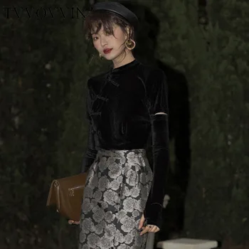 

Korea 2020 New Spring Women Solid Color Stand Collar Short Sleeve T-shirt Vintage Slim Tang Costume Clothing Tops Female PC923