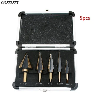 

5pcs Step Drill Bit Set Hss Cobalt Multiple Hole 50 Sizes Cobalt Titanium Conical Carbide Drill Perforator Hole Cutter Tool