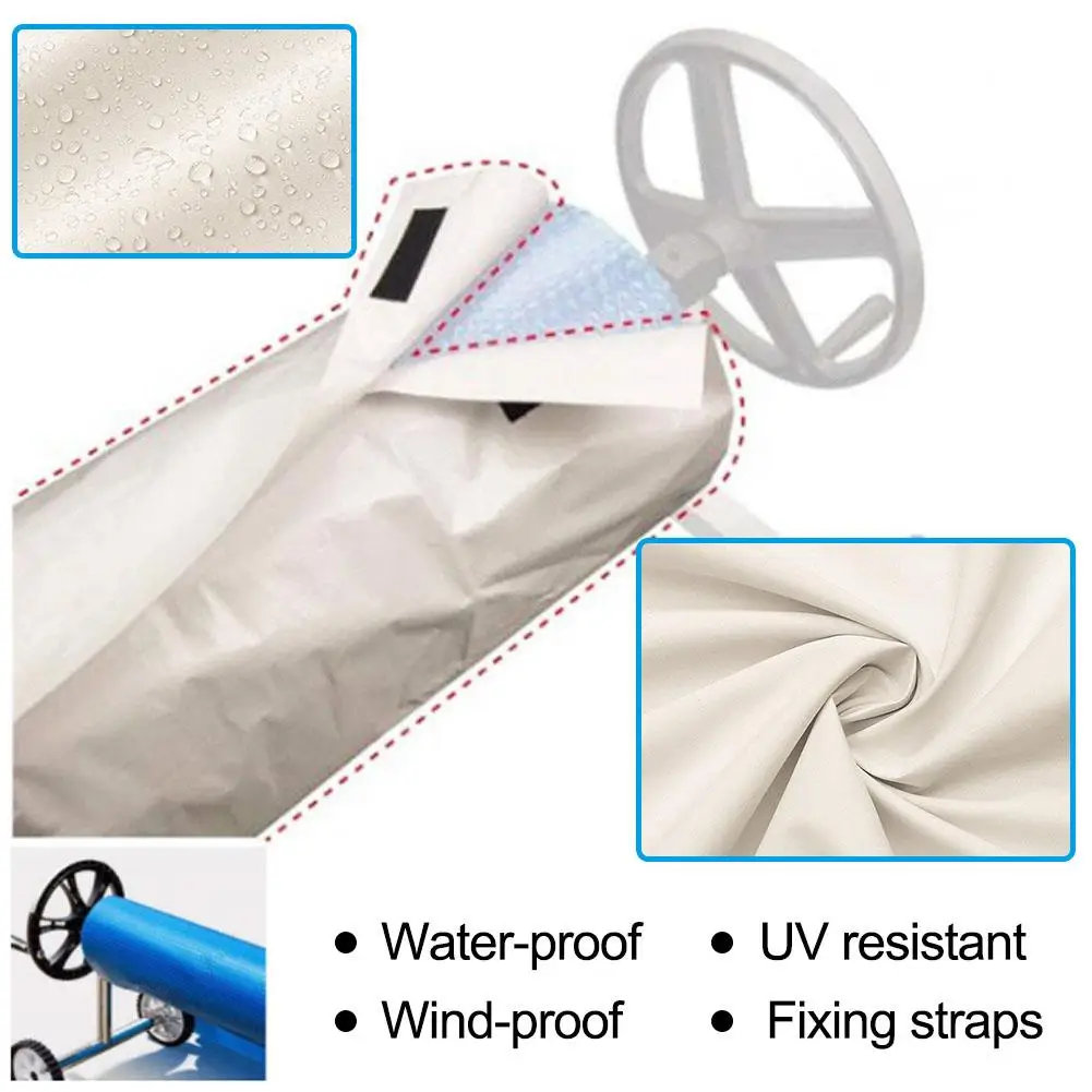 Newest Swimming Pool Cover Solar Blanket Reel Protective Cover Waterproof Sun-screen Cover #CW