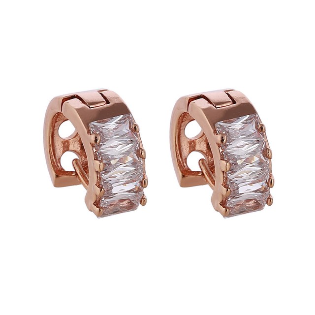 Kolczyki Rose Gold Color Hoop Earrings Flower Colorful Crystal Zirconia Stone Earrings For Women Jewelry Brincos