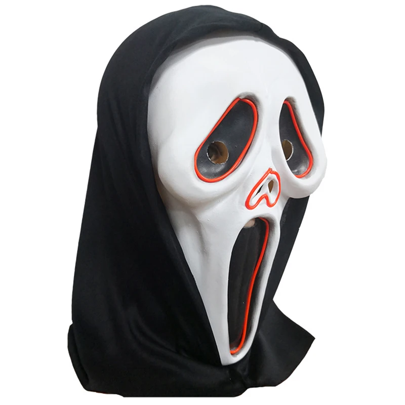 Страшная тушь для ресниц Led Light Up Ghost Маска на Хэллоуин вечеринку фестиваль ужасов латексная маска украшения реквизит