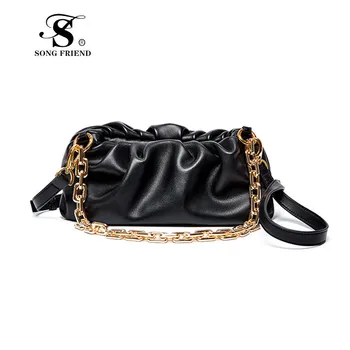 

SONG FRIEND Genuine Leather handbags head layer cowhide litchi grain women handbags fashion Portable shoulder bag messenger bags