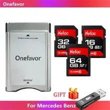 Hohe Geschwindigkeit Onefavor SD ZU PCMCIA Karte adapter PCMCIA kartenleser Mit Netac SD Karte 16GB 32GB 64GB Für Mercedes Benz MP3 Speicher
