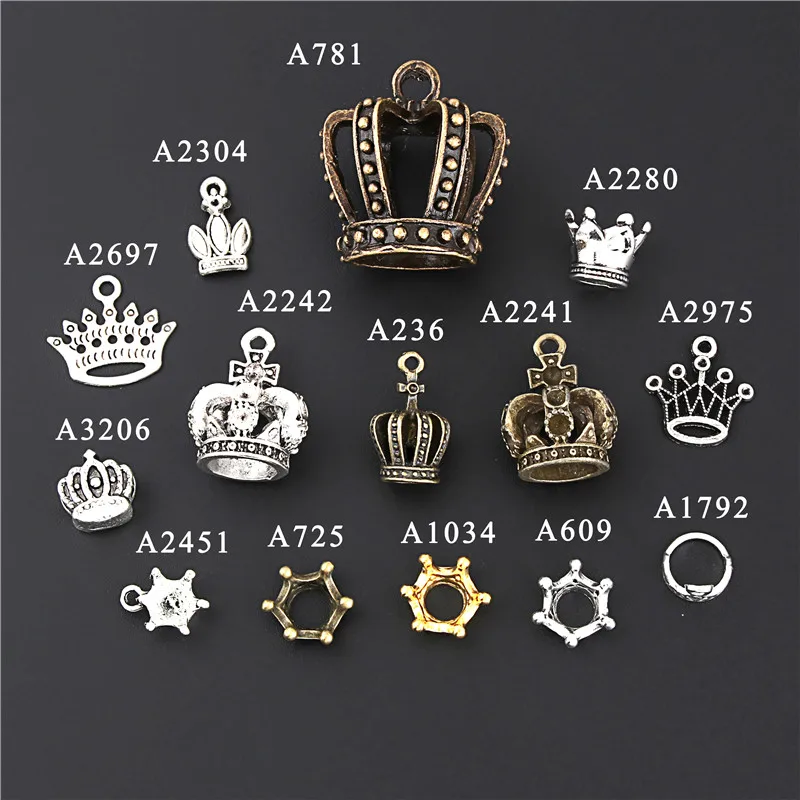 10 шт. античный серебряный шармы в виде короны принцессы изготовление Королевство кулон браслет ожерелья ювелирные изделия ручная работа