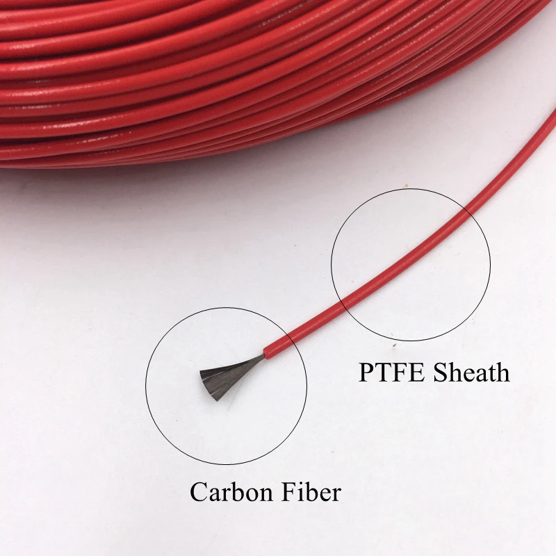 5m 12V~ 220V 9~ 510ohm силиконовая резина и PTFE оболочка из углеродного волокна провод нагревательного кабеля для напольных подпольных инфракрасных теплых комнатных крыш