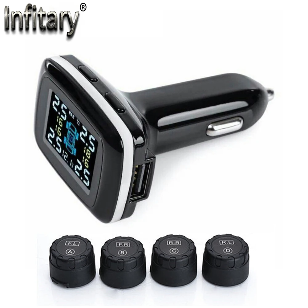 Умная Автомобильная TPMS система контроля давления в шинах солнечная зарядка