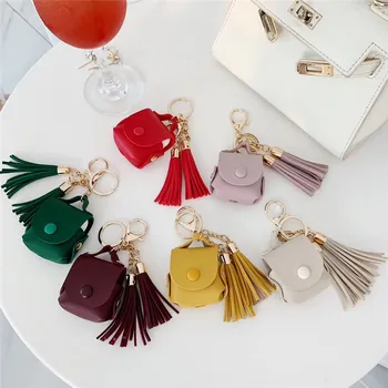 

pu leather fringe tassel for airpods 1 2 bag solid color earphone cover for apple airpods pro case cover pouch